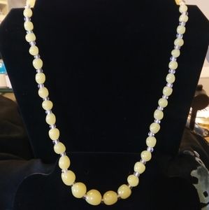 🍋 VINTAGE 🍋 Lemon Yellow Glass Beaded Necklace